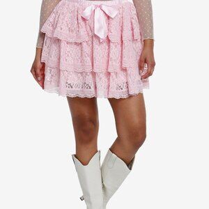 Hot Topic/Pink Lace Bow Tiered Skirt